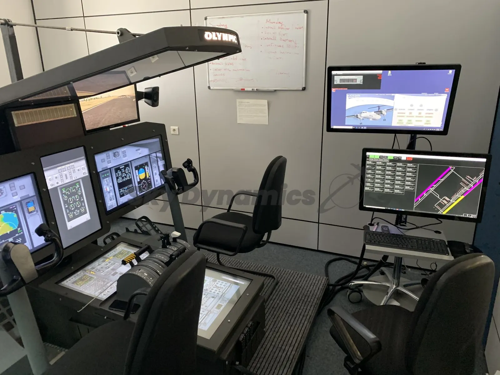 Bombardier Q400 simulator: yoke and displays