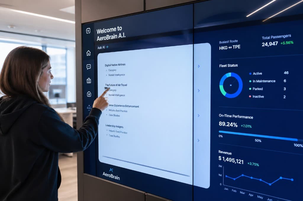 SkyDynamics enterprise AI control centre with aviation decision-support dashboards